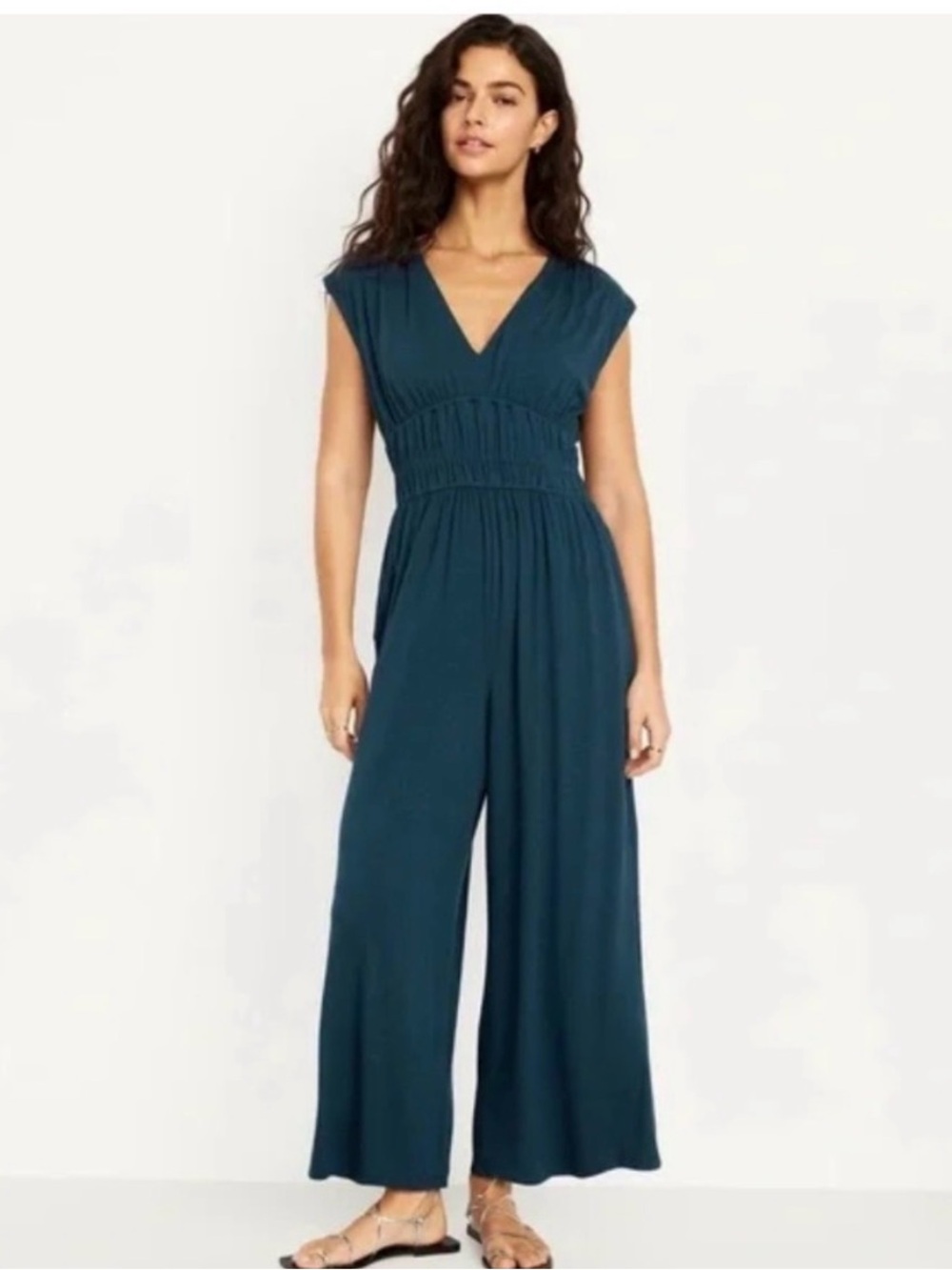 Old Navy Sleeveless Deep V-Neck Jumpsuit with pants for date night teal Sz XL